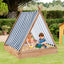 Kids Wooden Sandbox with Cover and Benches - 49 x 48 Inch