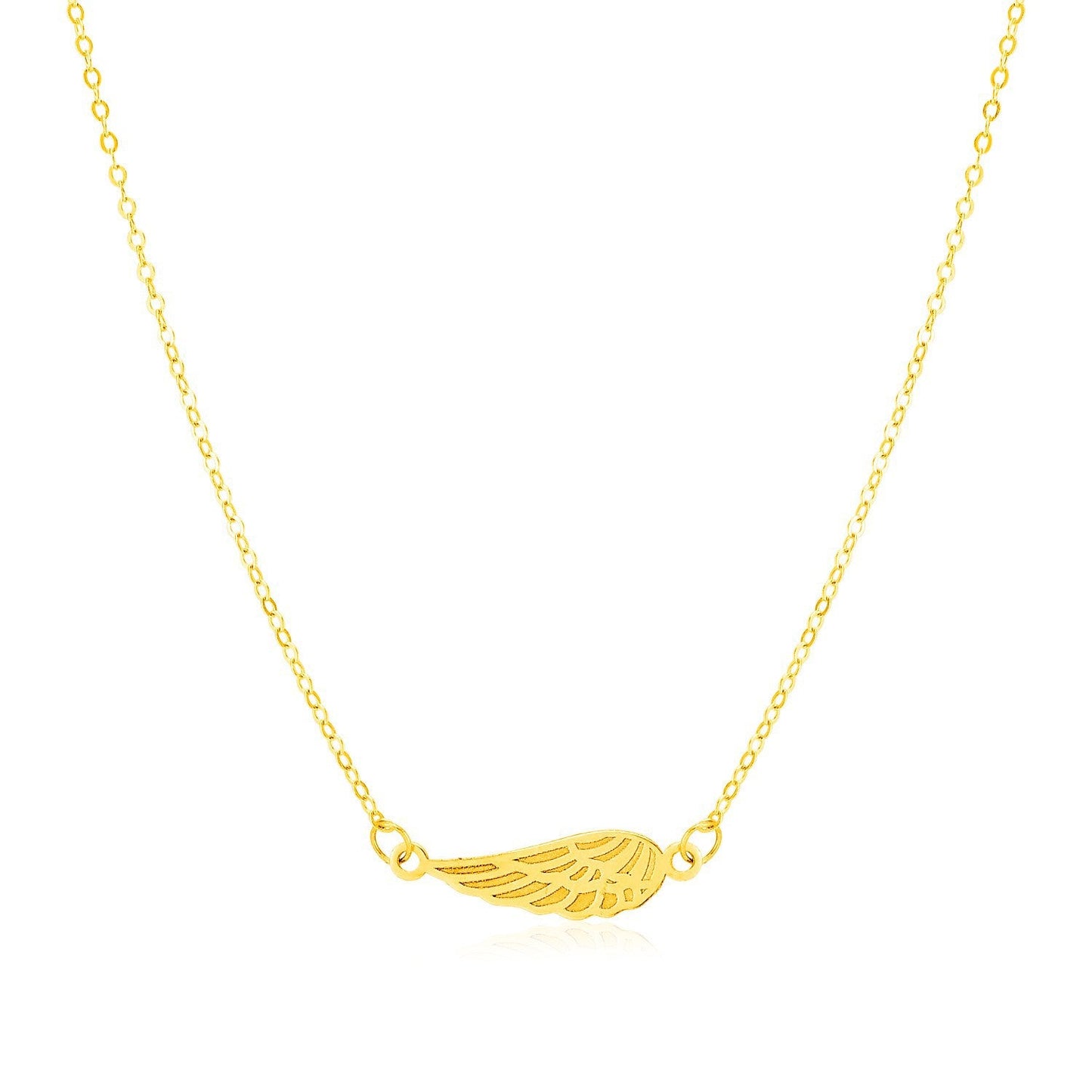 Collier en Or Jaune 14K en Forme d'Aile d'Ange