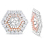 Chaqueta de Aretes Doble Halo de Diamantes en Oro Rosa y Blanco de 14K