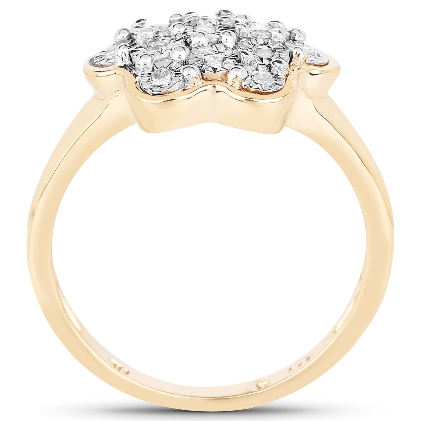 Bague cocktail en diamant plaquée or jaune 14K