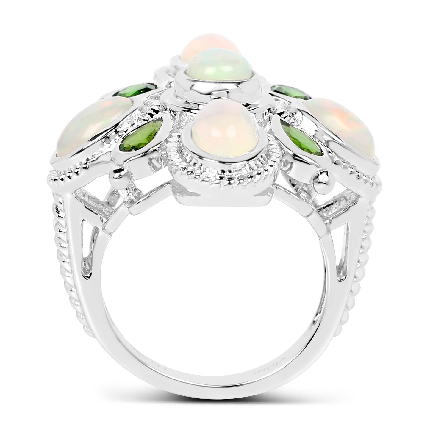 2.97 Carat Genuine Ethiopian Opal & Chrome Diopside Ring