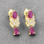 Pendientes de Rubí y Diamante Blanco de 1.12 Quilates en Oro Amarillo de 14K