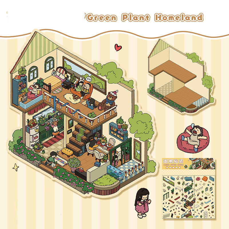 Landscape stickers large 3D stereoscopic scene collage miniature scene ledger stickers DIY stickers - Korvel
