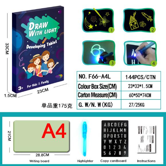 Draw With Light Fun  Glowing Paint Glow Light Tablet Draw With Light Fun And Developing Toy - Korvel