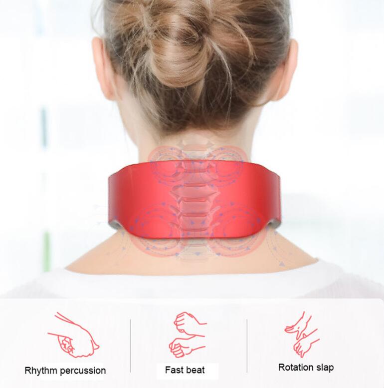 USB Rechargeable 4 Heads Cervical Spondylosis Massager Intelligent Whole Body Meridian Massage Pulse Kneading Heating Neck Protector - Korvel