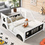 Full Size Classic Car-Shaped Platform Bed with Wheels White - Korvel