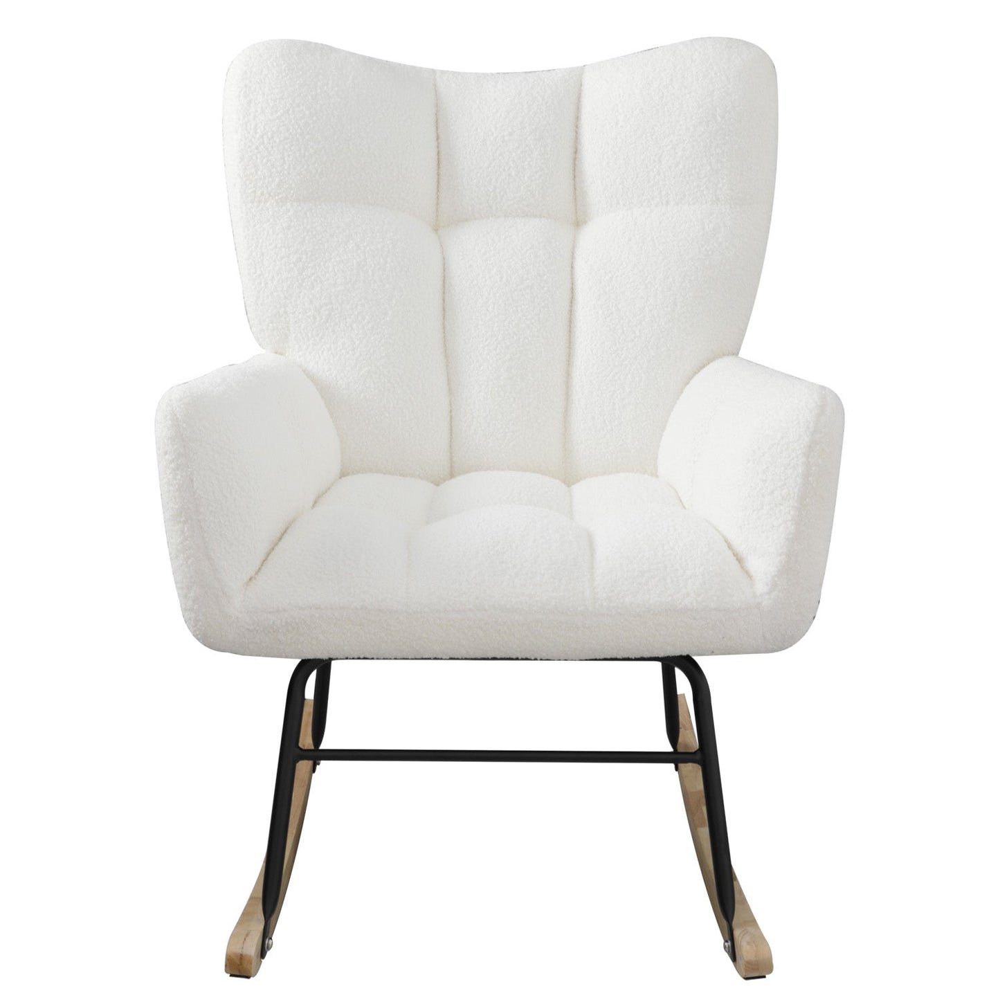 Silla mecedora de tela de terciopelo - Diseño moderno en blanco tapizado