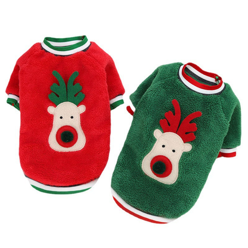 Pet Christmas Clothes Coral Down Dog Sweater Dog Goes Out Christmas Clothes Cats - Korvel
