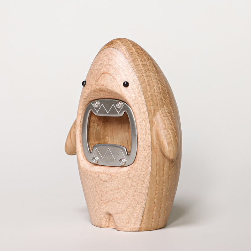 Solid wood shark beer bottle opener creative personality cute screwdriver desktop decoration home cartoon bottle opener decoration - Korvel