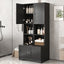Bathroom storage cabinet, 4-door independent cabinet, adjustable shelf, open multi-layer shelf, black - Korvel