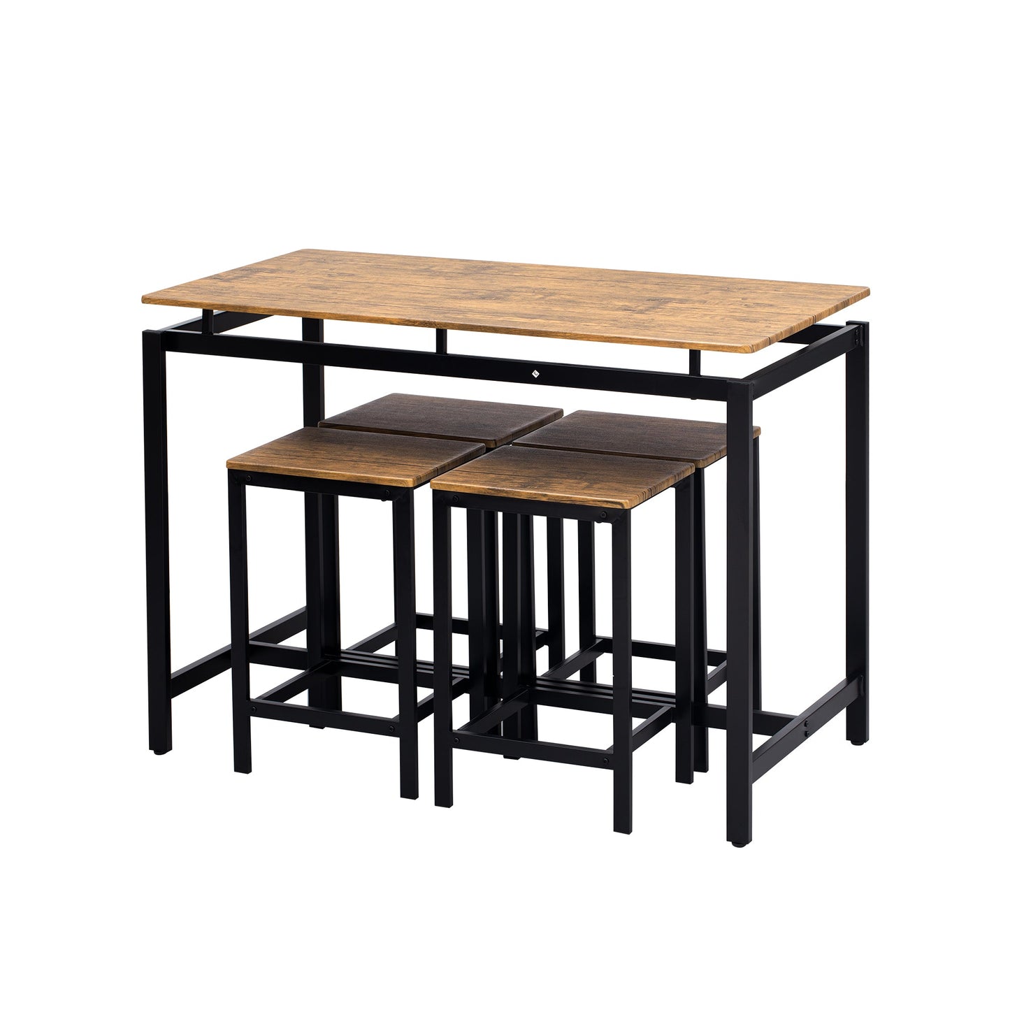 TREXM 5-piece compact bar table with table and stool - modern industrial design brown - Korvel