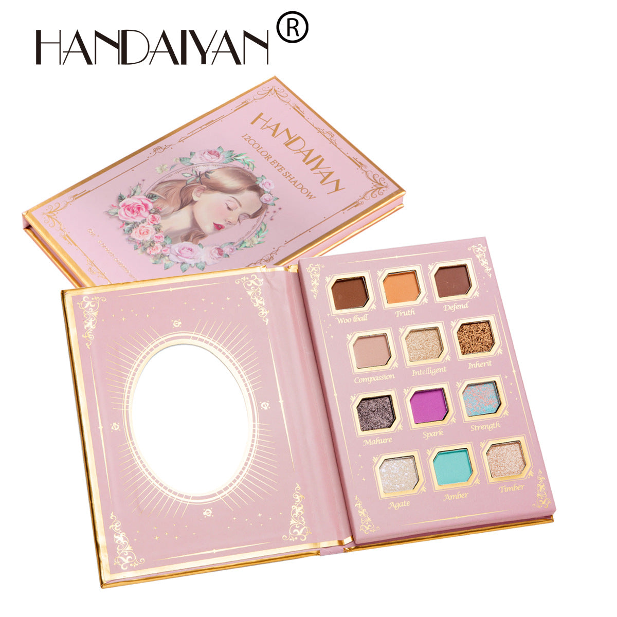 HANDAIYAN 12 Color Eye Shadow Palette Retro Niche Eye Shadow Noble With Mirror Matte Pearlescent Powder Eye Shadow - Korvel