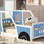 Twin Size Classic Car-Shaped Platform Bed with Wheels - Blue