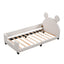 Twin Size Upholstered Daybed with Carton Ears Shaped Headboard White - Korvel