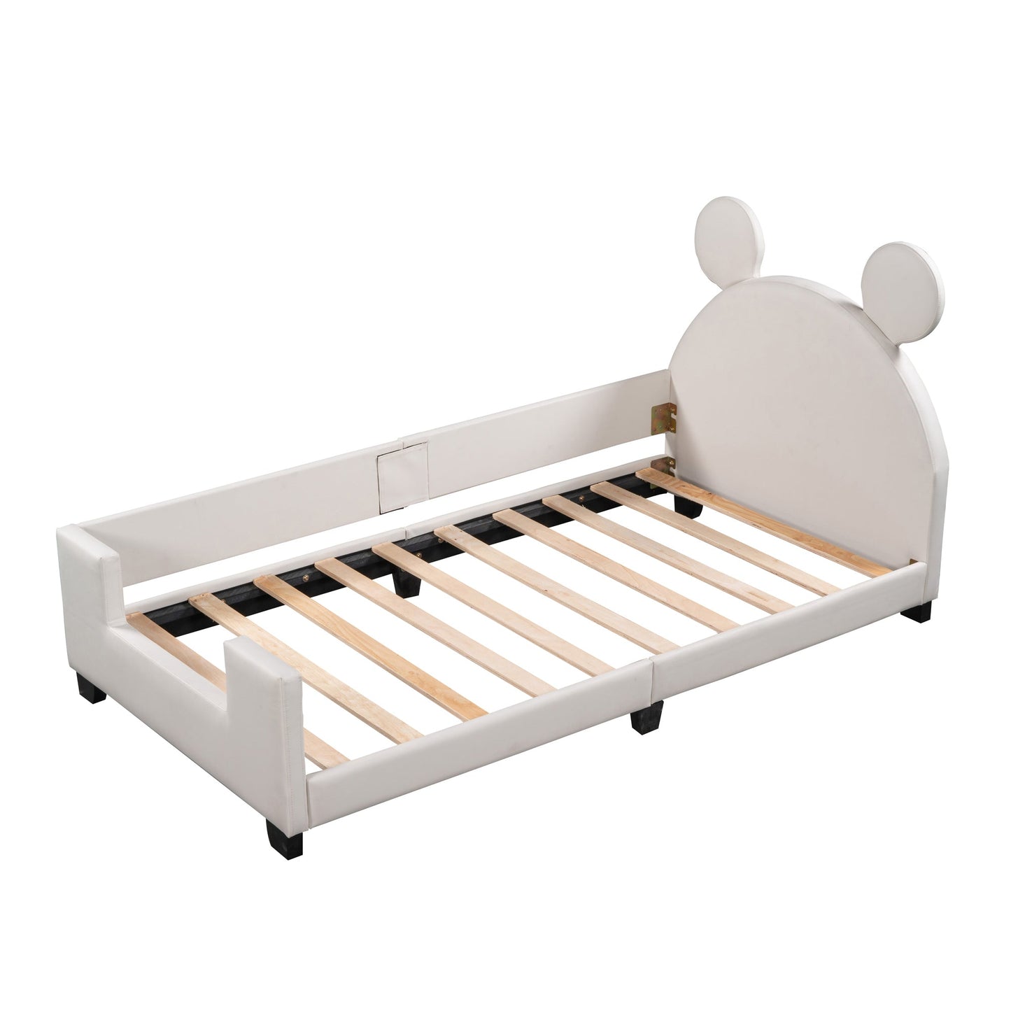 Twin Size Upholstered Daybed with Carton Ears Shaped Headboard White - Korvel