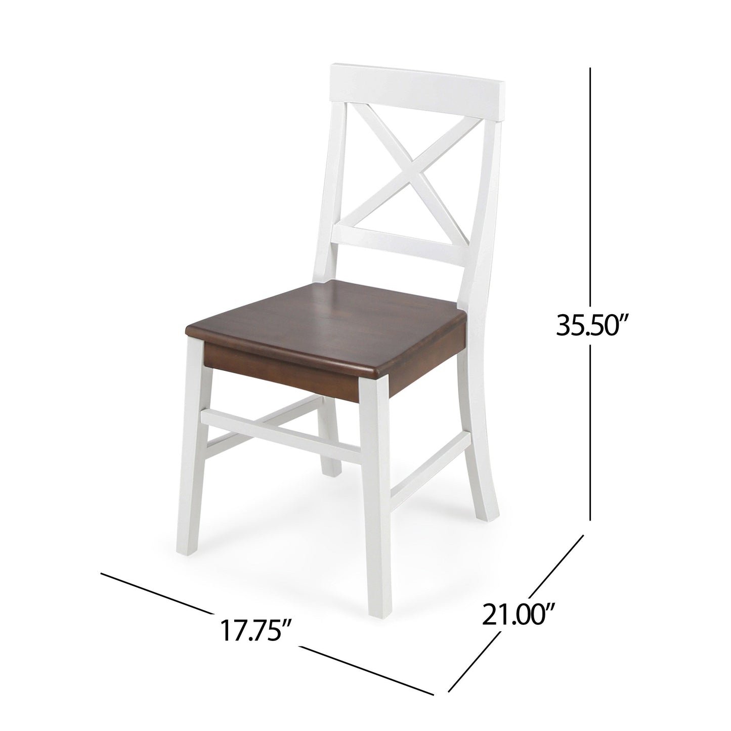 Roshan Farmhouse Acacia Wood Dining Chairs - White/Walnut (Set of 2)