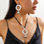 Ins Wind Circle CCB Leather Wax Thread Necklace Irregular Metallic Clavicle Chain Set - Korvel