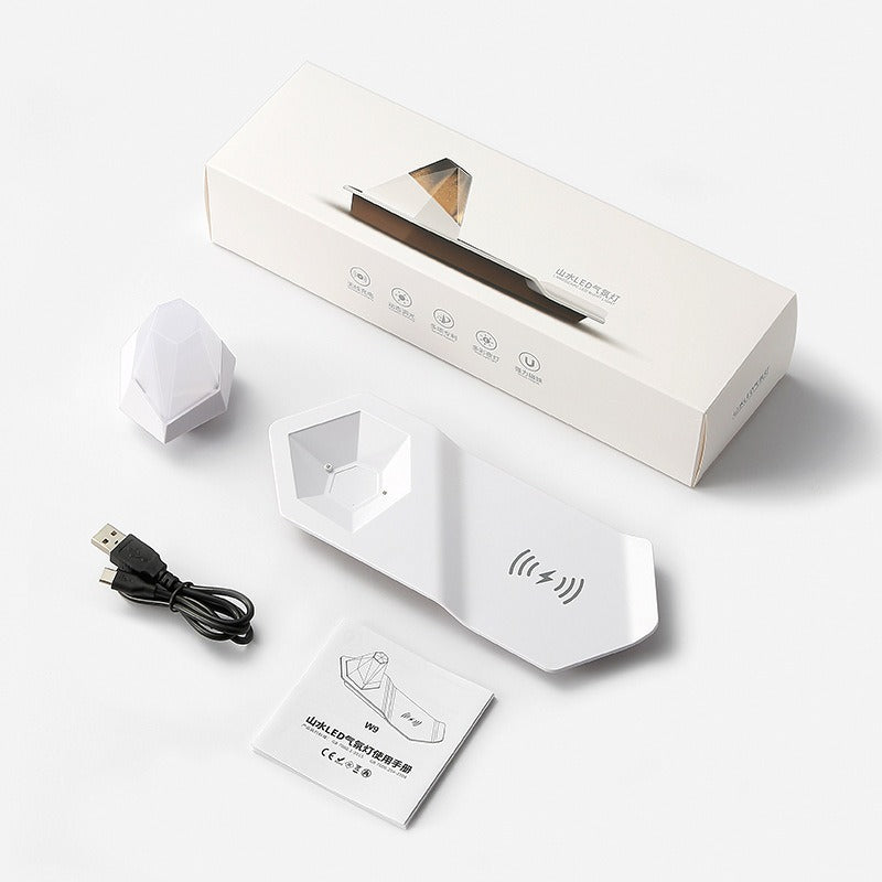 Lampe de nuit en diamant coloré et chargeur sans fil - Lampe 2-en-1