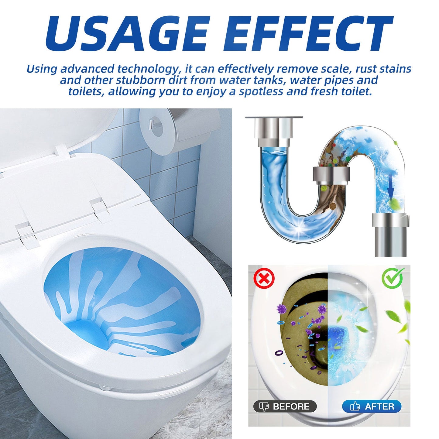 Automatic Toilet Bowl Cleaner, Household Descaling Deodorizing Deodorizing Odors Fresh Toilet Cleaning Block - Korvel