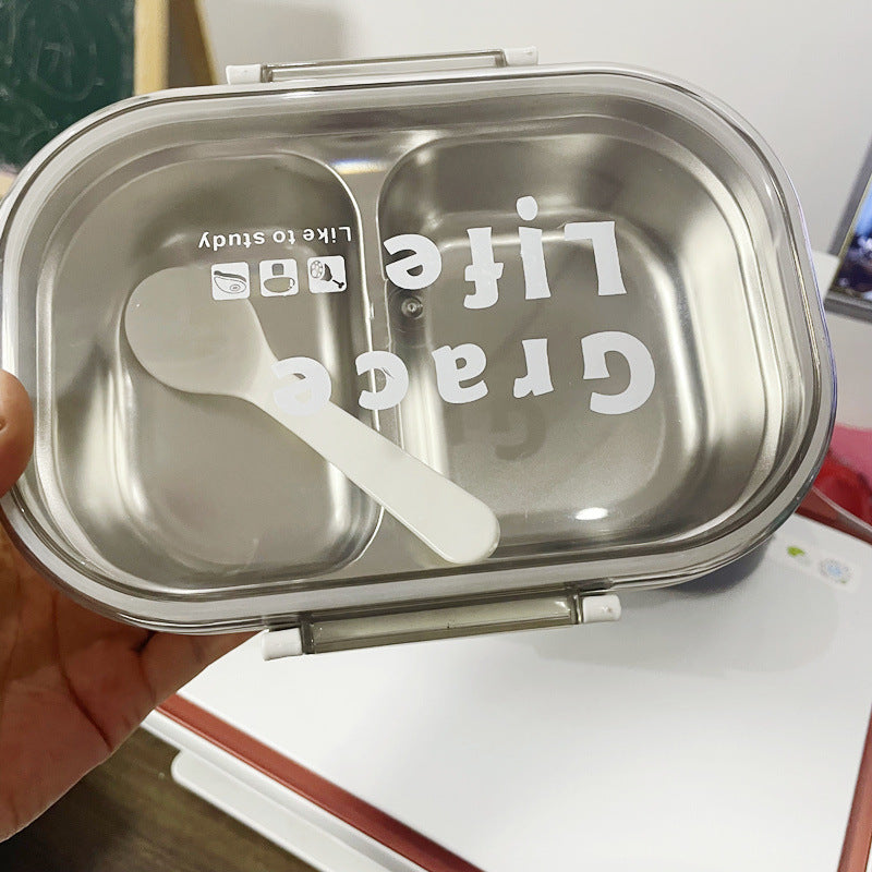 Korean Style Stainless Steel Two Compartment Lunch Box