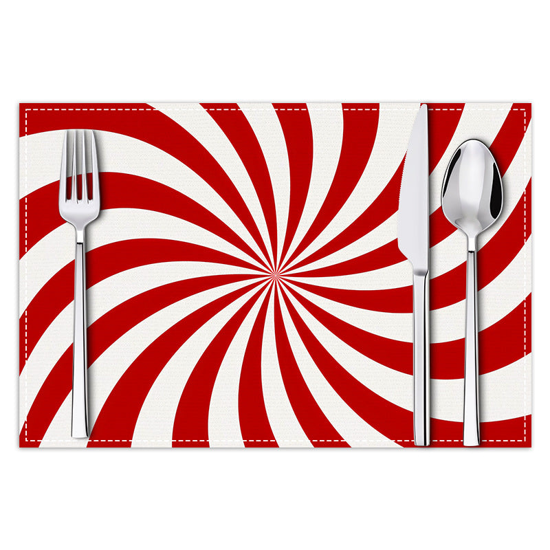 Christmas placemat red candy striped printed table mat holiday table decoration insulated mat coaster - Korvel