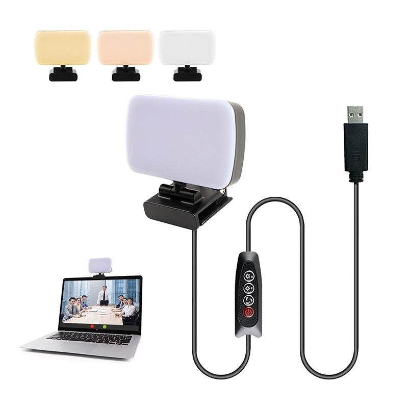 Mini Video Light Conference Live Streaming Kit Webcam Vlog Photography Fill Lamp Selfie Adjustable Portable LED Luz Microphone - Korvel