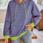 Sudadera con capucha a rayas suelta y casual