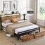 Queen Size Metal Platform Bed with Storage and LED Lighting