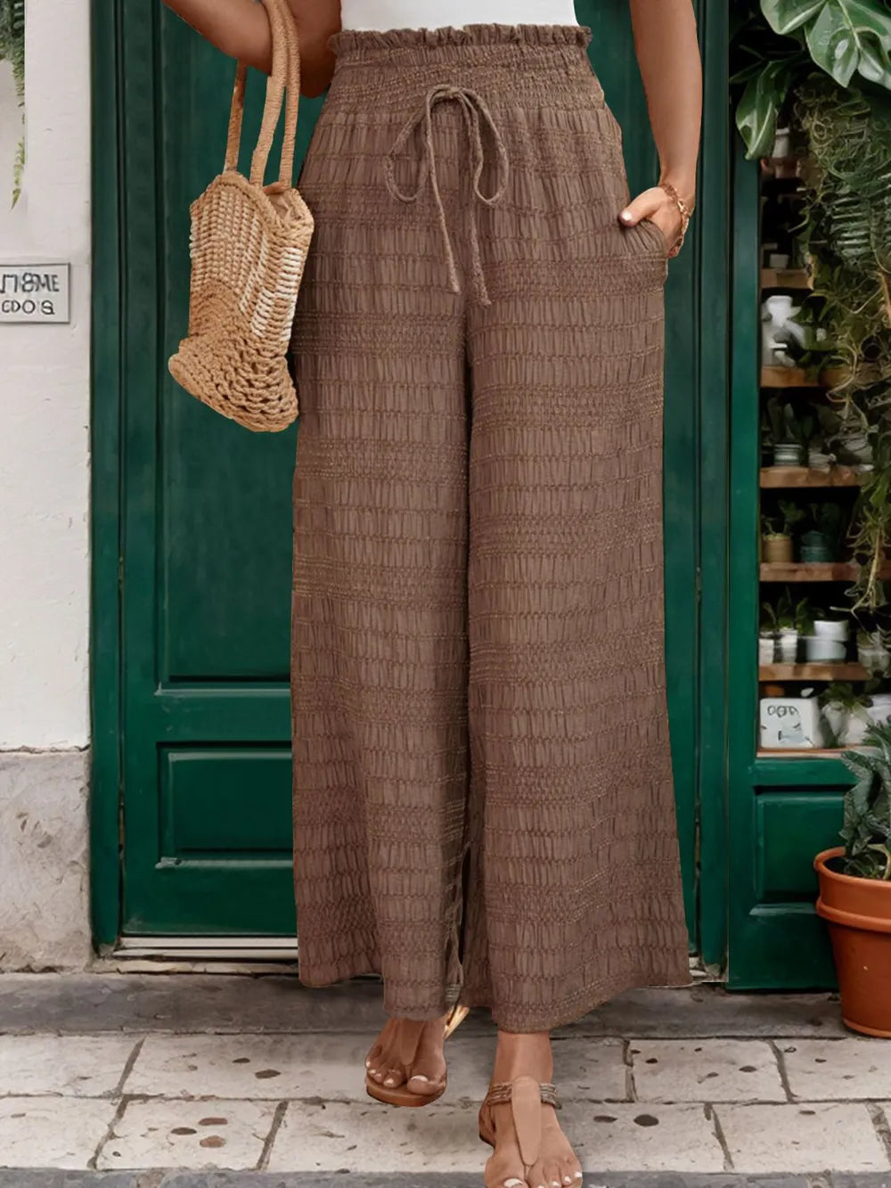 Tied Wide Leg Pants - Korvel
