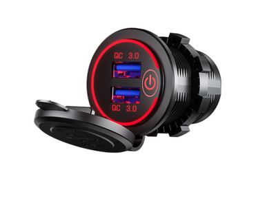 36W QC 3.0 Touch Switch Waterproof Universal Motorcycle Car Truck Boat Dual USB Charger Socket For Phone Tablet Camera GPS DVR - Korvel