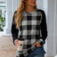 Plaid Round Neck Long Sleeve T-Shirt - Korvel