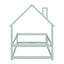Twin Size Wood Bed with House-Shaped Headboard in Light Green