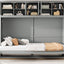 Full Size Murphy Bed Wall Bed with Top Cabinets,Gray - Korvel