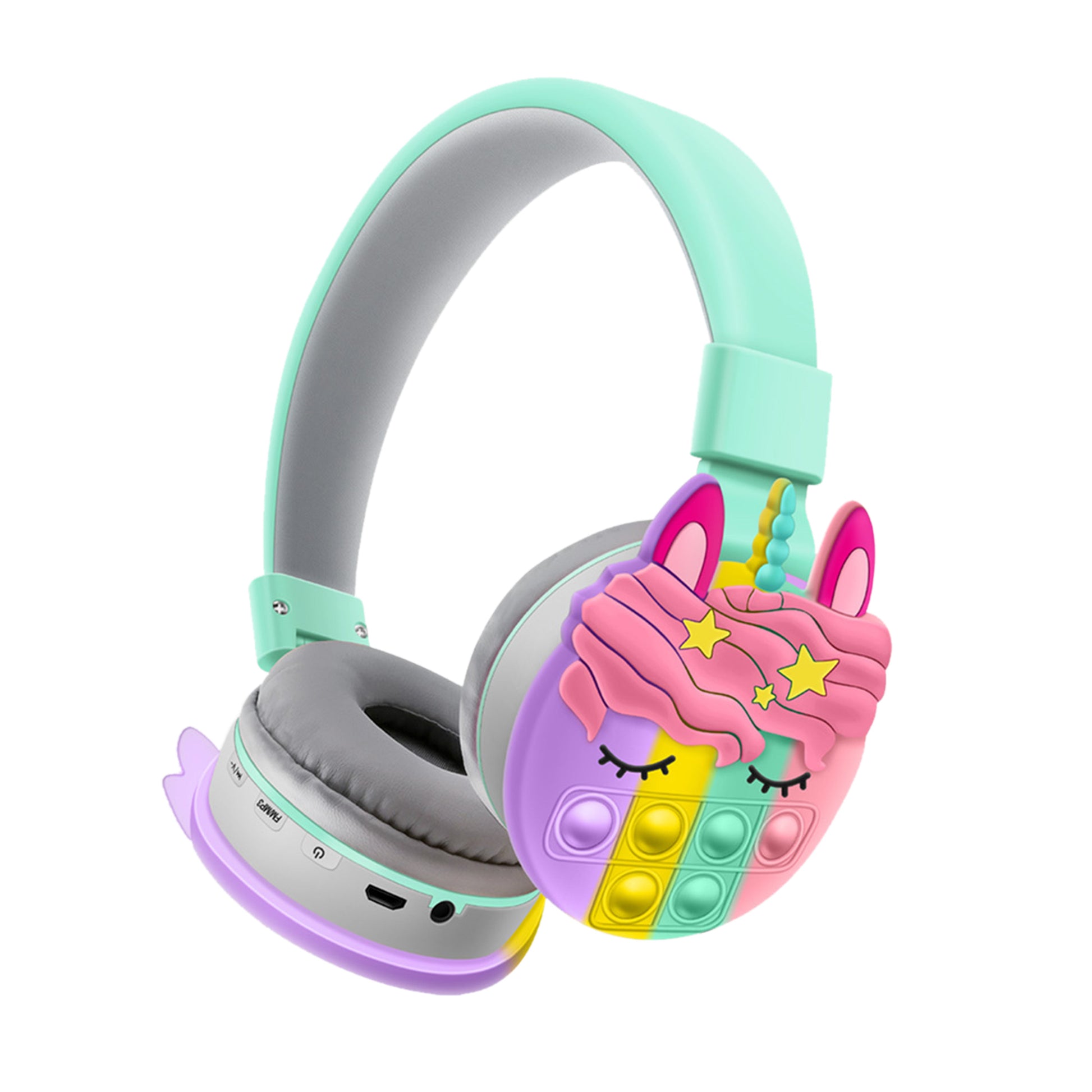 New Net Celebrity Head-Mounted Unicorn Cartoon Decompression Earmuffs Rainbow Bluetooth Stereo Headset Long Battery Life - Korvel