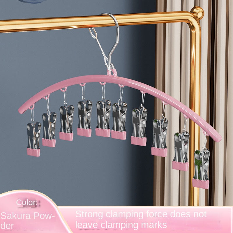 Clothes Hanger with Multiple Clips for Home Use Retractable Travel Space-Saving Indoor Bra and Panty Drying Rack Circular Design for Balcony - Korvel