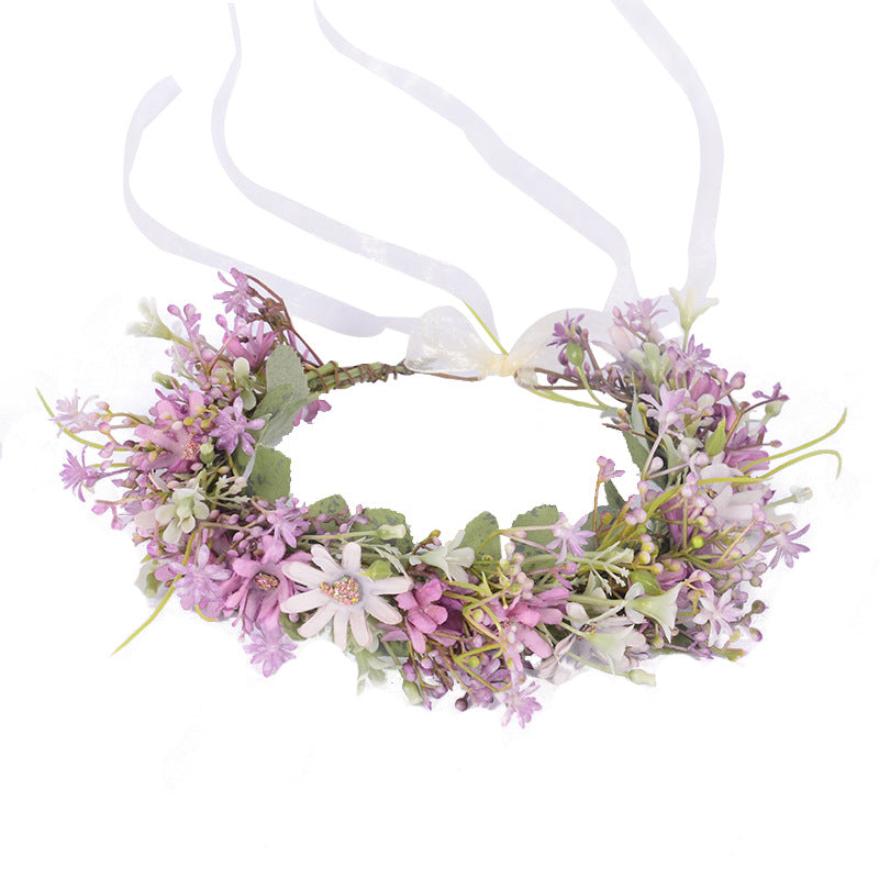 Forest women's floral wreath fresh little daisy princess sweet headband spring photo headband - Korvel