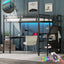 Cama Loft de Tamaño Completo con Escritorio en L y USB - Negro