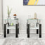 Set of 2, Modern Tempered Glass Tea Table Coffee Table End Table, Square Table for Living Room, Transparent/Black - Korvel