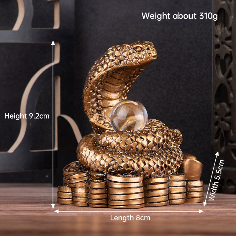 2025 Snake Year Resin Snake Decoration, Chinese Style Desktop Lucky Ornament - Korvel