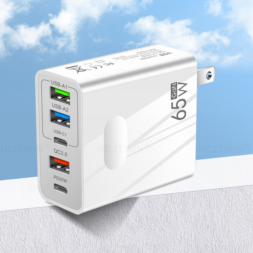 3.1A standard 65W fast charging mobile phone charger type-c PD+3USB multi port travel charging head - Korvel