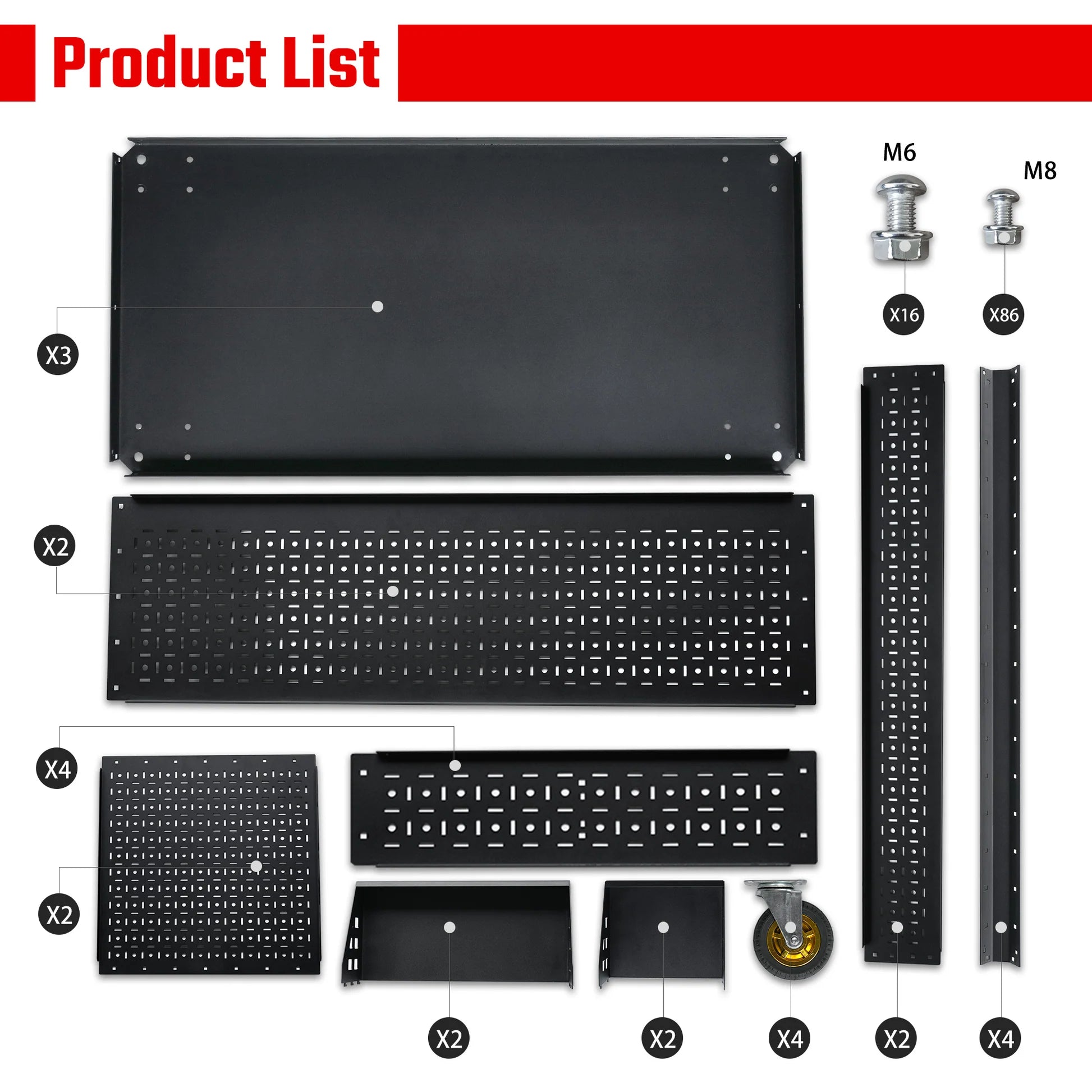 3-Tier Adjustable Rolling Tool Cart | Garage & Workshop Organizer w/ Steel Pegboard - Korvel