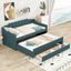 Twin Size Upholstered Daybed with Trundle and Three Drawers,Green - Korvel