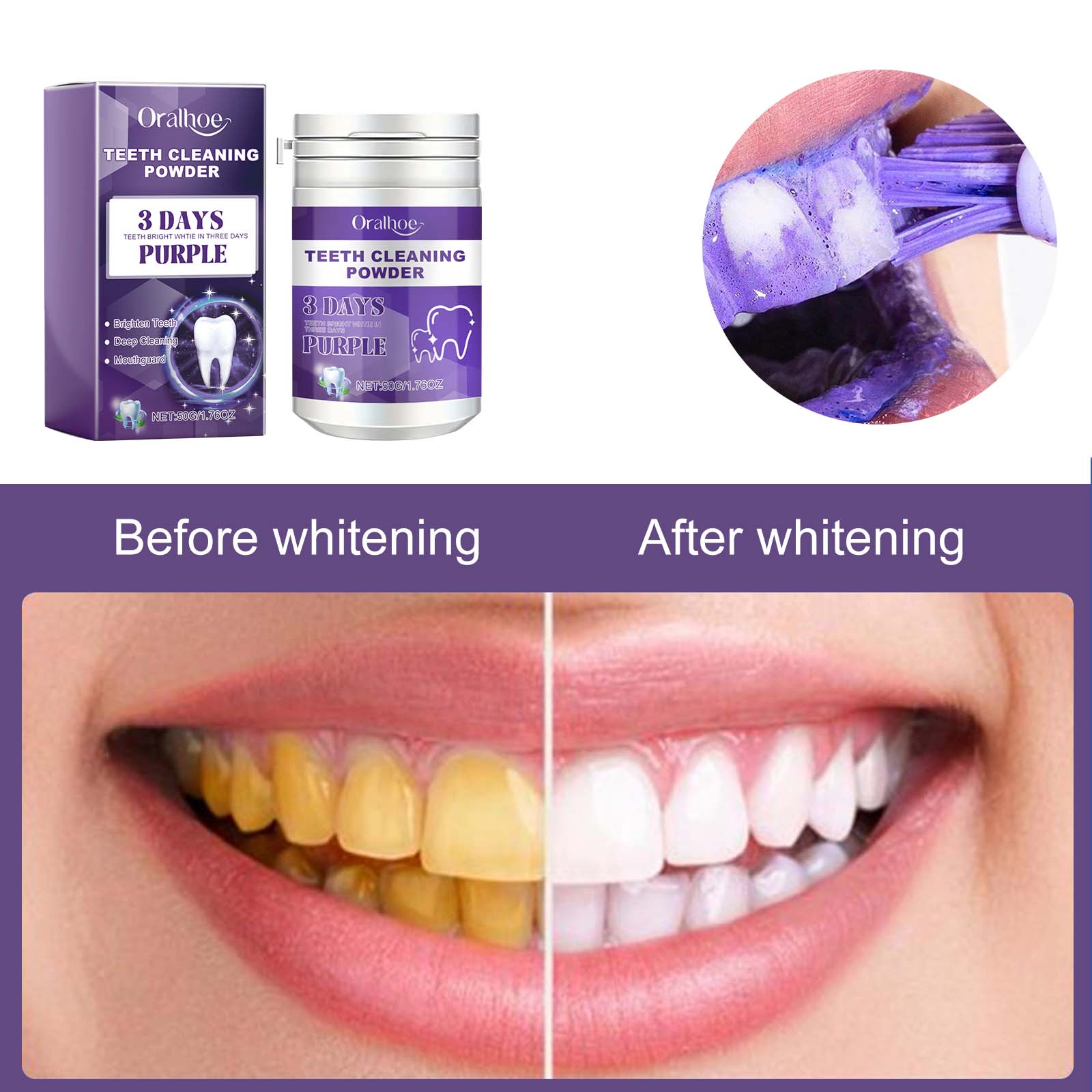 Teeth Cleaning Powder, Fresh Breath Tartar Stone White Teeth Cleaning Powder Oral Care - Korvel