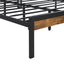 Queen Size Metal Platform Bed Frame with Wooden Headboard and Footboard with USB LINER - Korvel
