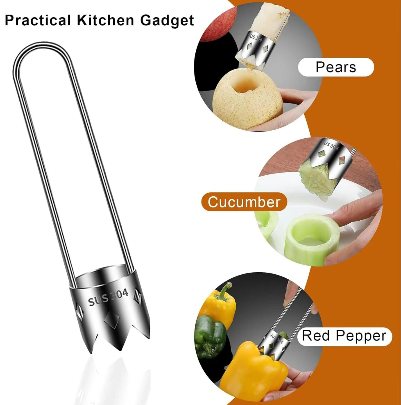 Seed Out Tool - 2-Piece Stainless Steel Corer Set