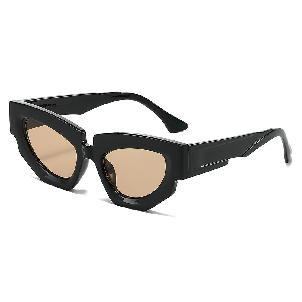 New Personalized Fashion Cat Eye Sunglasses Instagram Trendy Irregular Water Chestnut Hip Simple Leisure Street Photography Sunglasses - Korvel