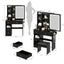 Left drawer desktop vanity+cushioned stool, 2 AC+2 USB power stations, touch sliding LED mirror, tri color switch - Korvel
