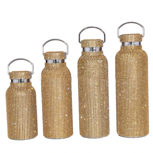 Botella Térmica Diamante Estilosa - Botella de Agua de Acero Inoxidable Premium