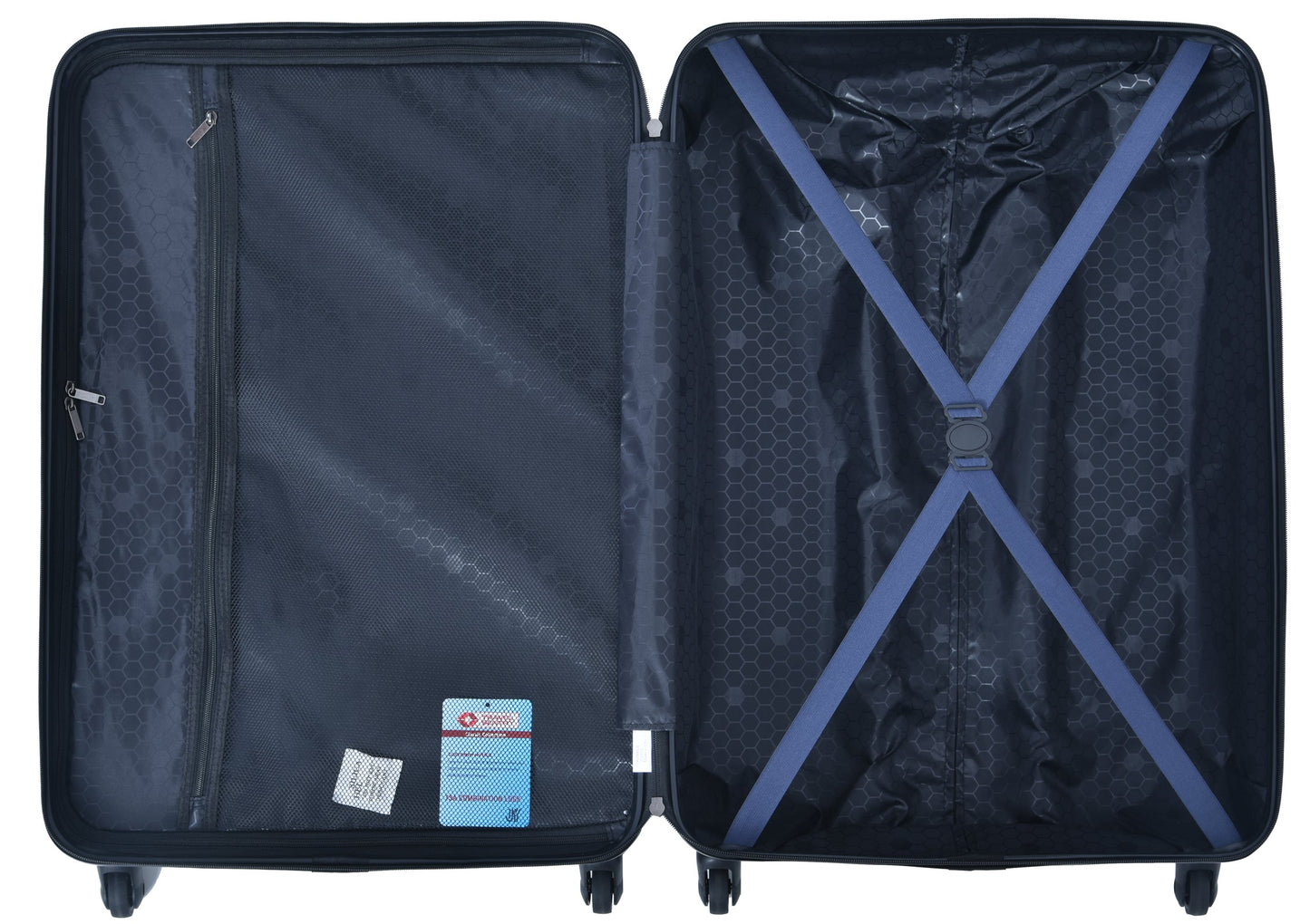 3 Piece Luggage Sets ABS Lightweight Suitcase with Two Hooks, Spinner Wheels, TSA Lock, (20/24/28) Navy - Korvel