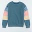 Color Block Round Neck Long Sleeve Sweatshirt - Korvel